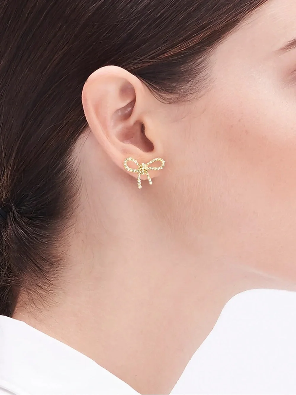 Jcrew Crystal bow stud earrings - Gold - NWT